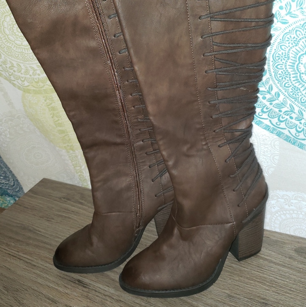 Cute brown heeled boots